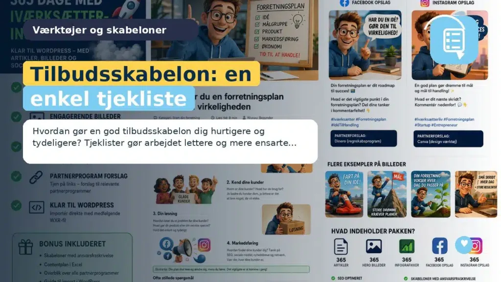 Tilbudsskabelon: en enkel tjekliste
