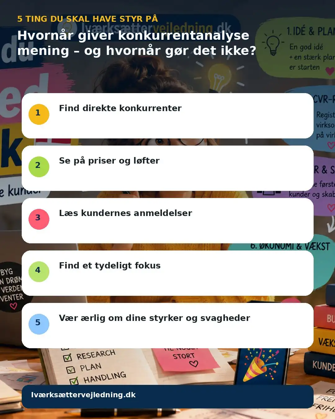 Hvornår giver konkurrentanalyse mening – og hvornår gør det ikke? – visuel huskeliste