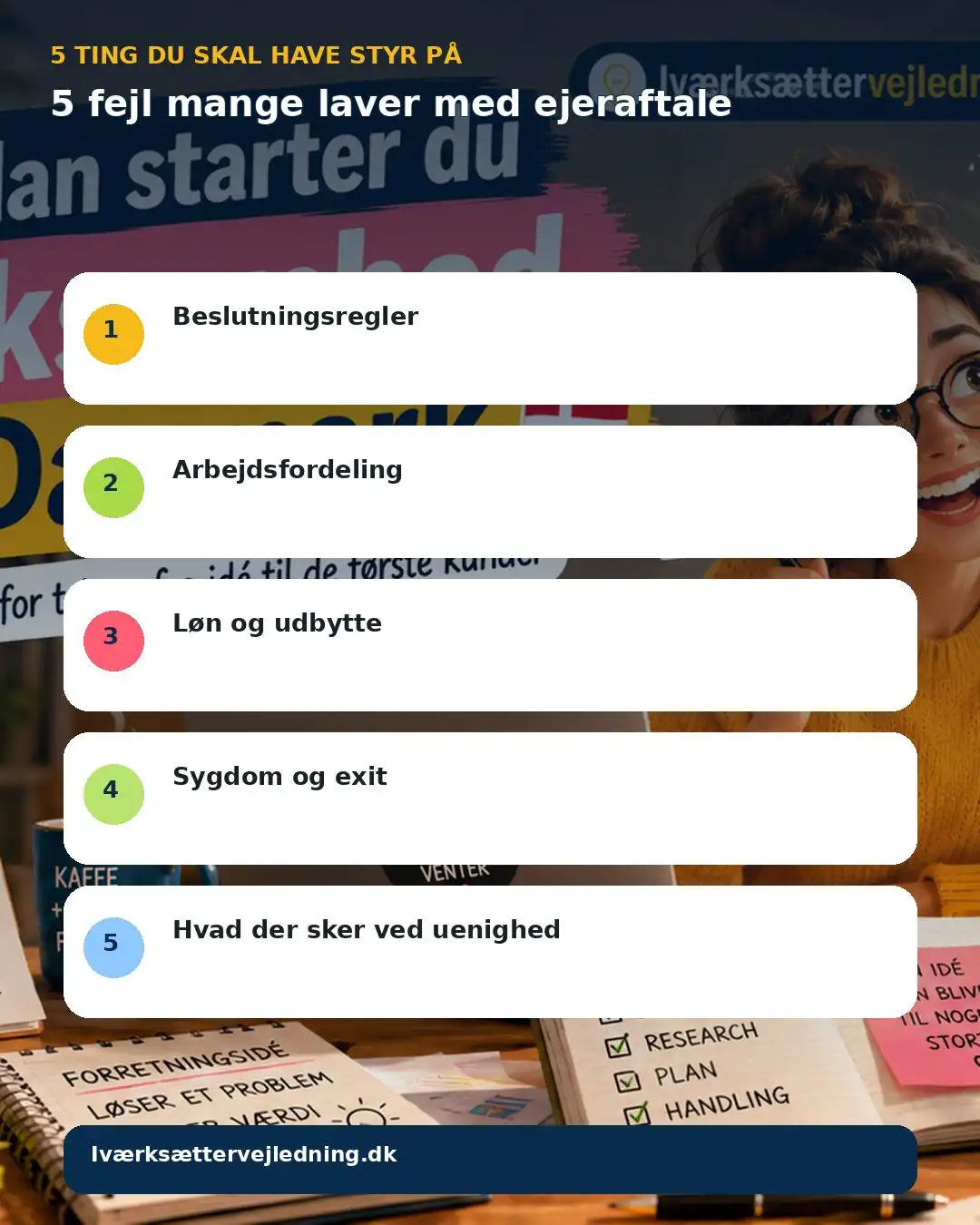 5 fejl mange laver med ejeraftale – visuel huskeliste