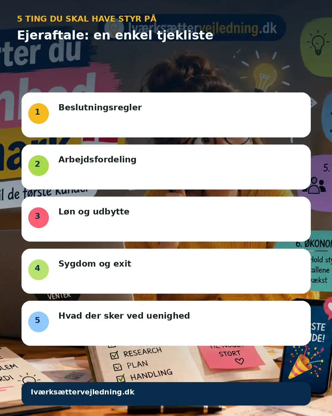 Ejeraftale: en enkel tjekliste – visuel huskeliste