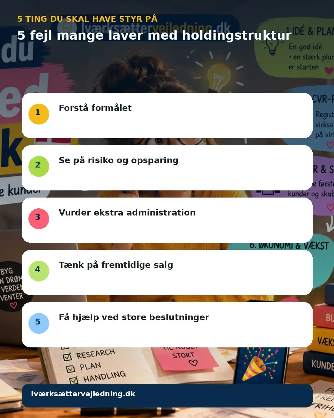 5 fejl mange laver med holdingstruktur – visuel huskeliste
