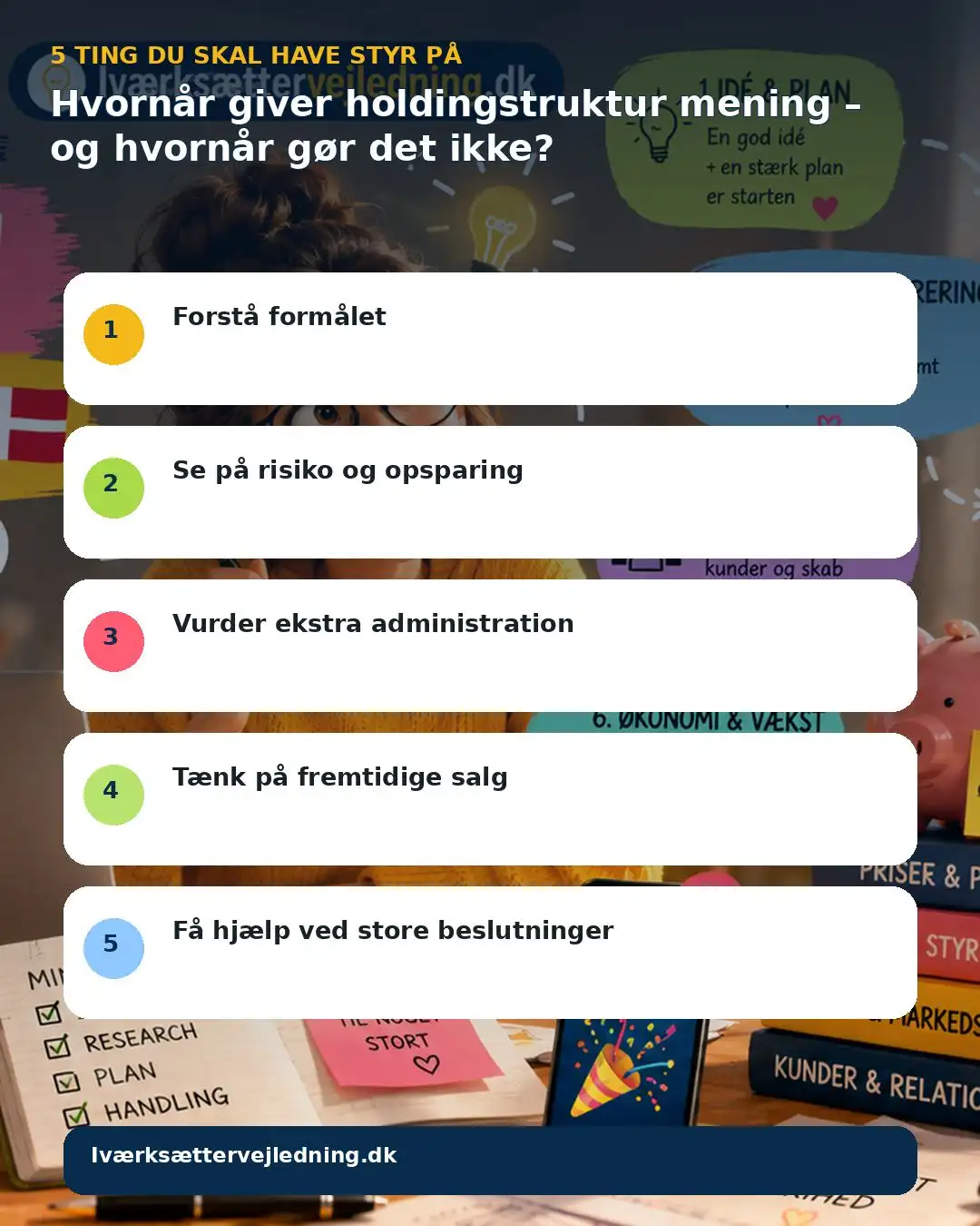 Hvornår giver holdingstruktur mening – og hvornår gør det ikke? – visuel huskeliste