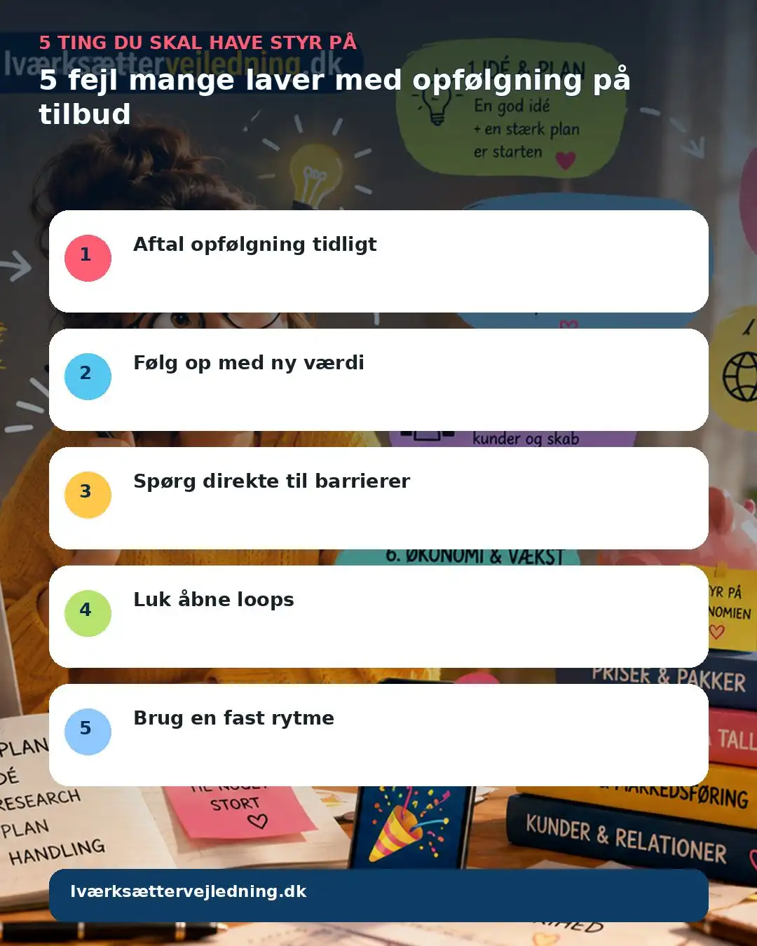 5 fejl mange laver med opfølgning på tilbud – visuel huskeliste