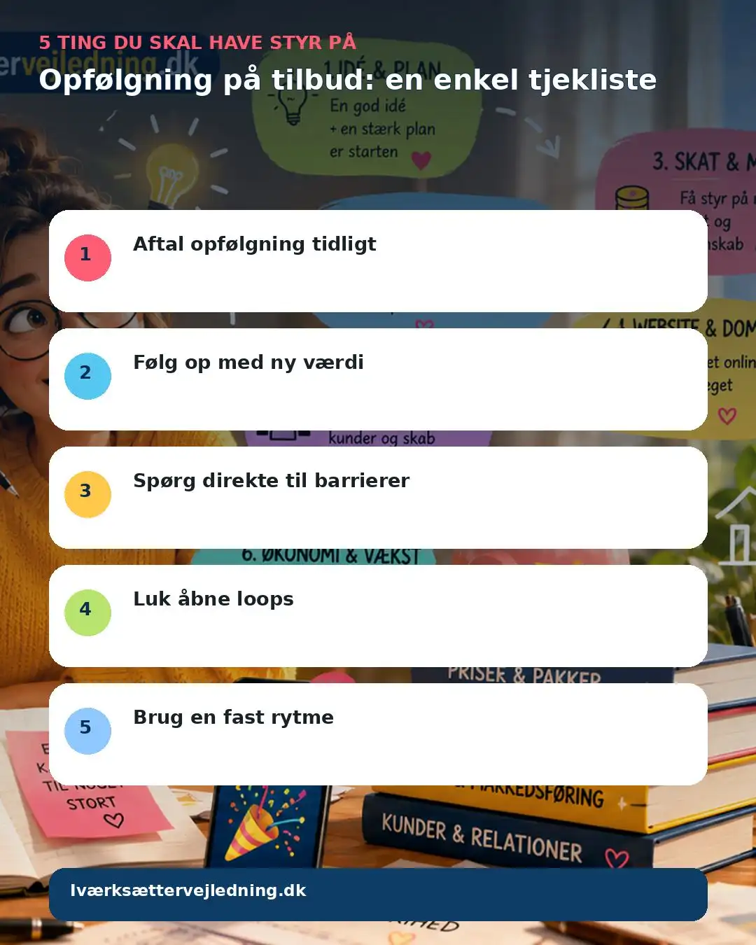 Opfølgning på tilbud: en enkel tjekliste – visuel huskeliste