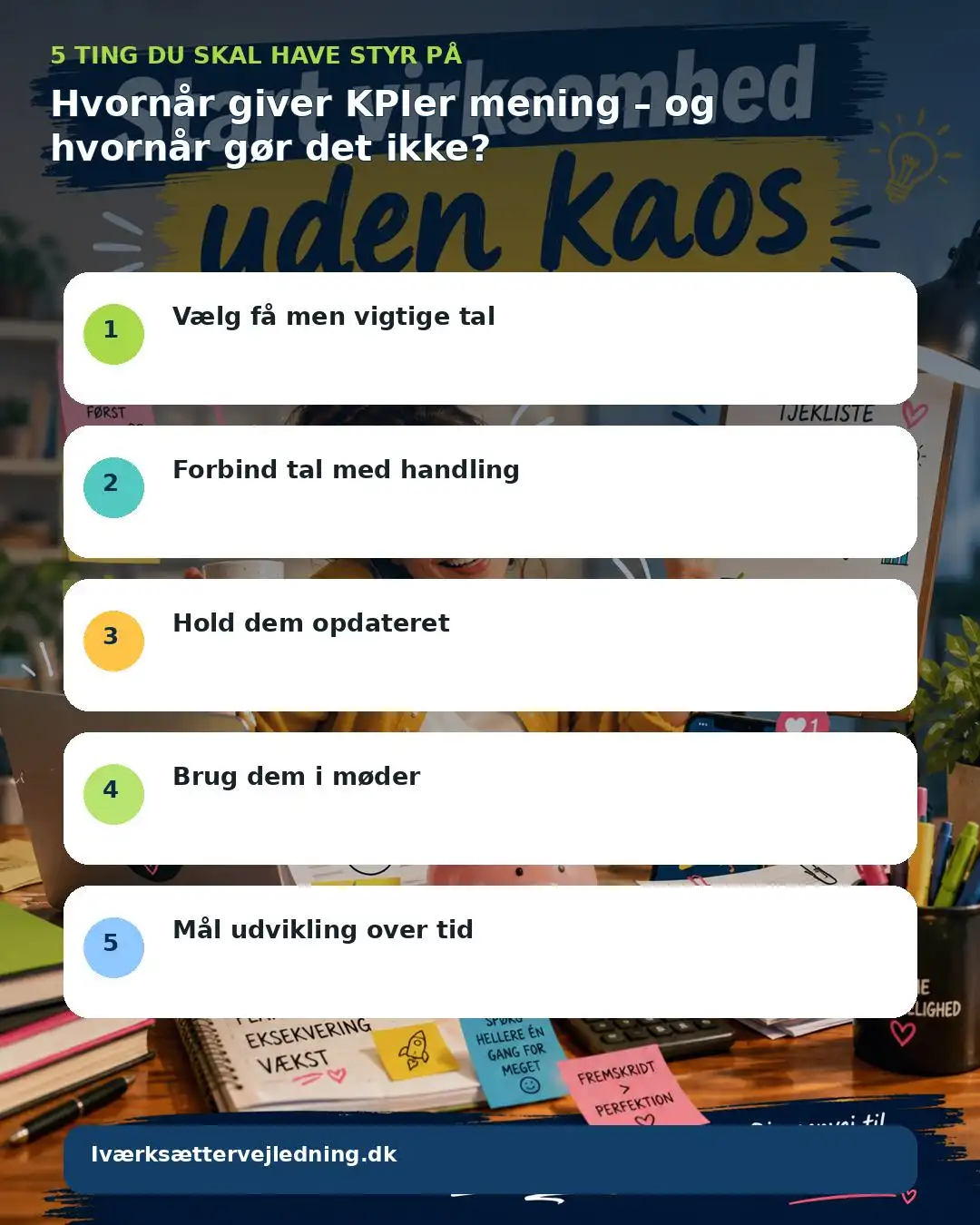 Hvornår giver KPIer mening – og hvornår gør det ikke? – visuel huskeliste
