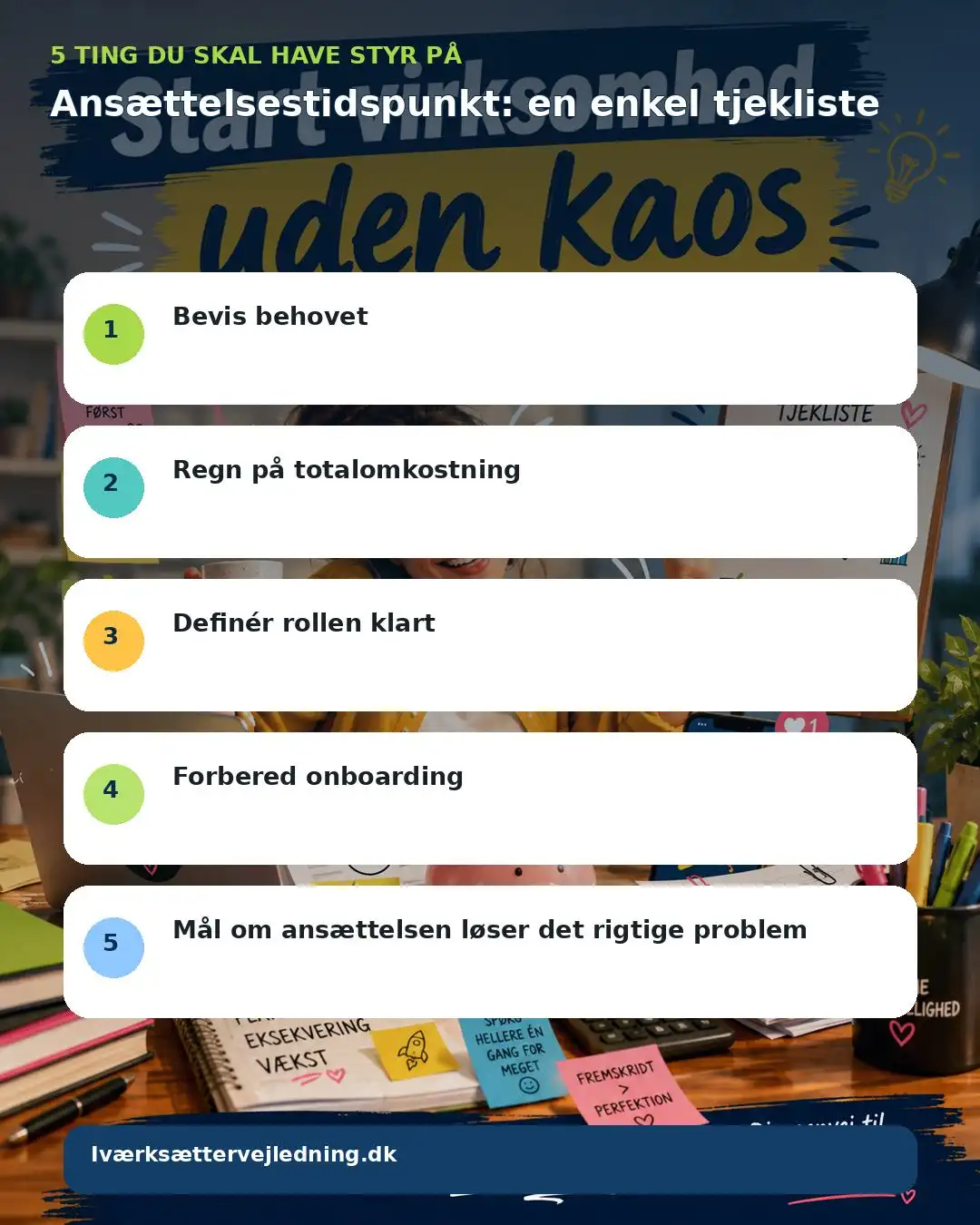 Ansættelsestidspunkt: en enkel tjekliste – visuel huskeliste