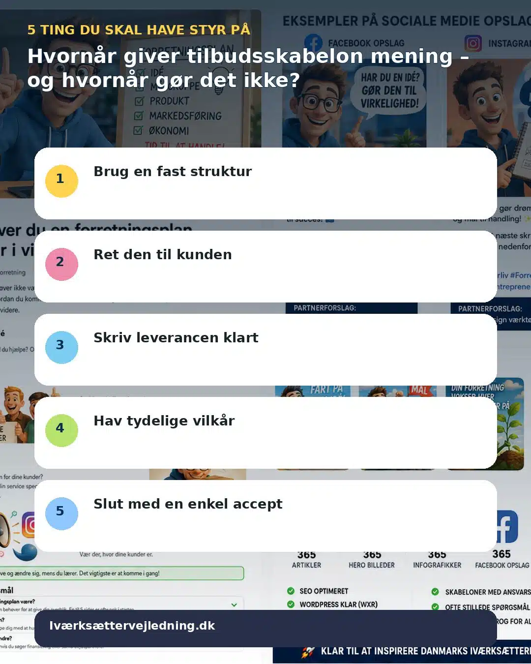 Hvornår giver tilbudsskabelon mening – og hvornår gør det ikke? – visuel huskeliste