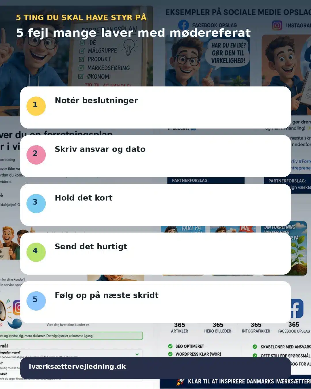 5 fejl mange laver med mødereferat – visuel huskeliste