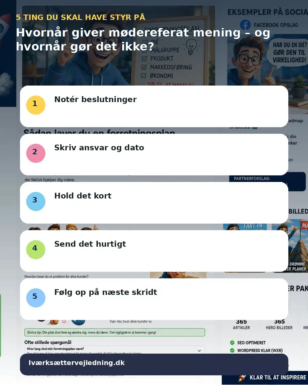 Hvornår giver mødereferat mening – og hvornår gør det ikke? – visuel huskeliste