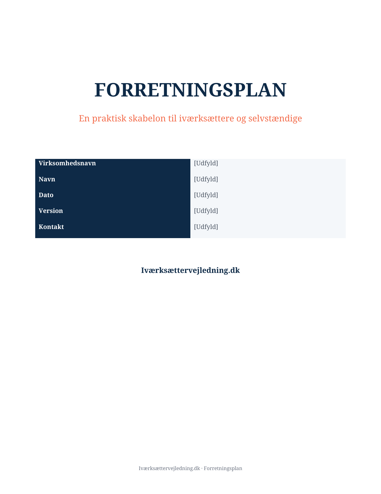Preview af Gratis forretningsplan skabelon