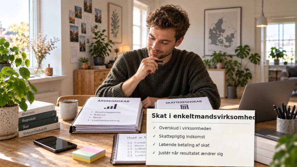 Skat i enkeltmandsvirksomhed: Sådan fungerer det fra overskud til betaling